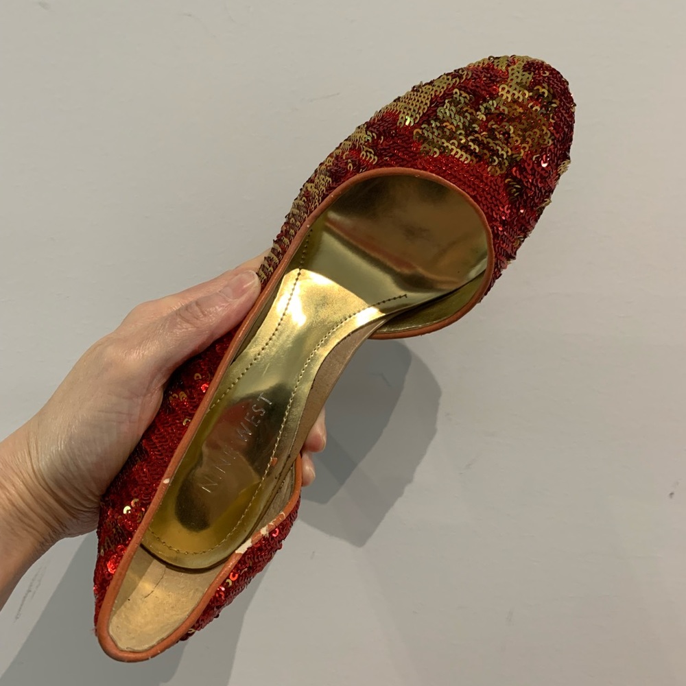 Nine West Red Sequin High Heel Pumps – Sparkly Party Heels – Size 5.5 - Picture 3 of 13